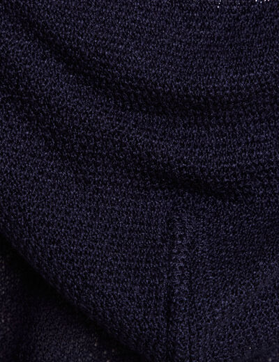 gilet droit mi-long à capuche bleu marine femme