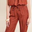Pantalon coupe large taille haute marron fonc&eacute; femme