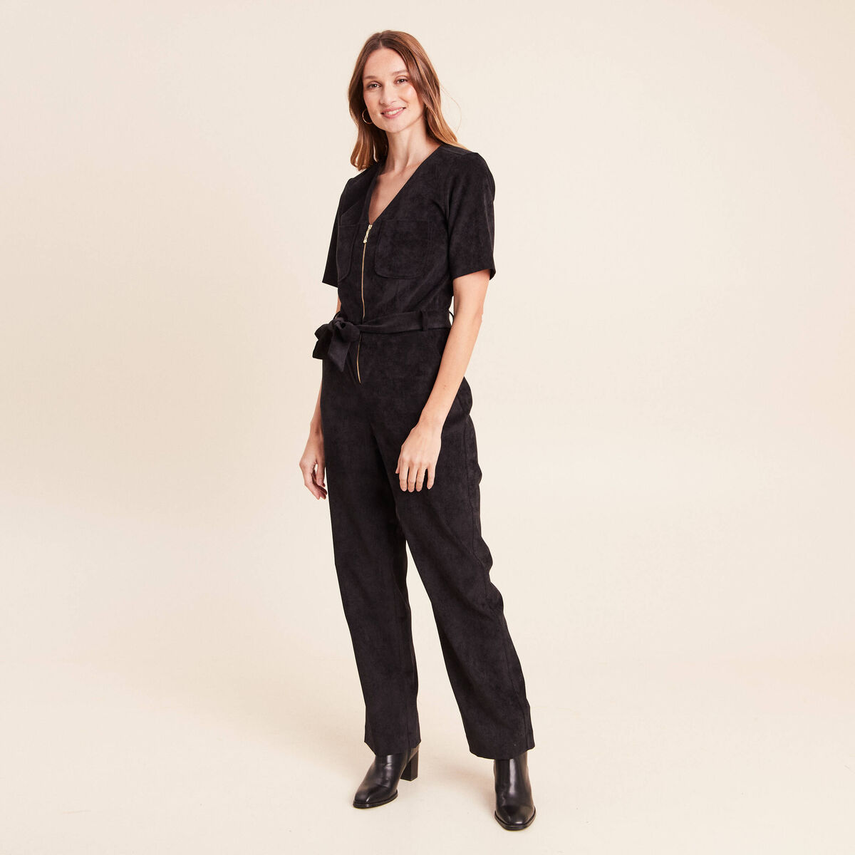Combinaison en velours noir femme