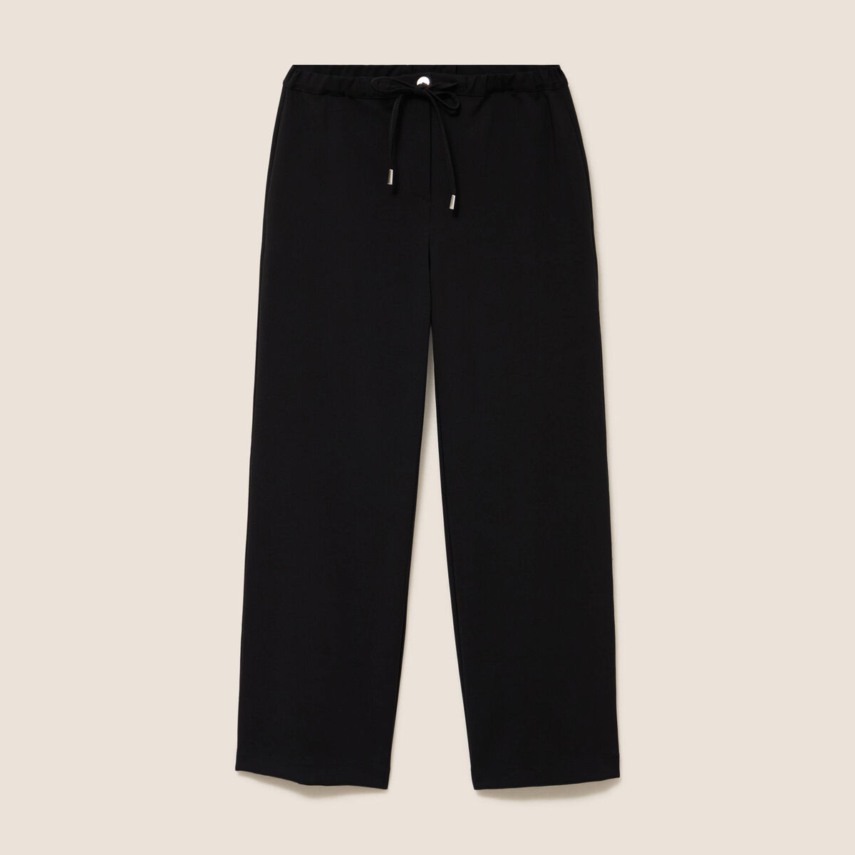 Pantalon fluide large taille haute noir femme
