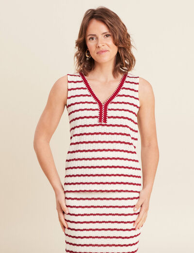 Débardeur cintré sans manches beige femme
