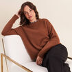 Pull col rond marron fonc&eacute; femme