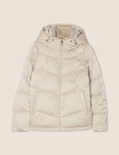 Doudoune à capuche beige femme