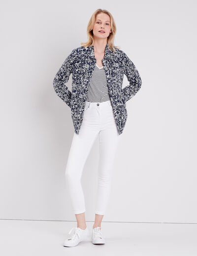 Veste droite boutonnée ecru femme