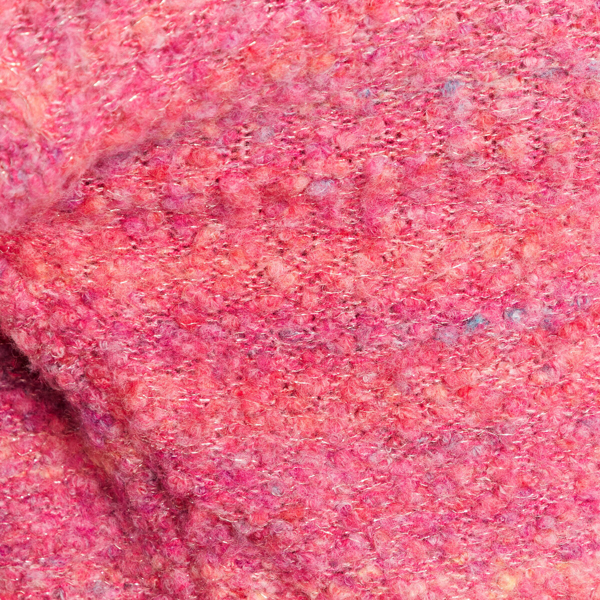 Pull col v manches longues rose fushia femme
