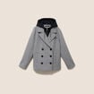 Caban doubl&eacute; avec capuche gris clair femme