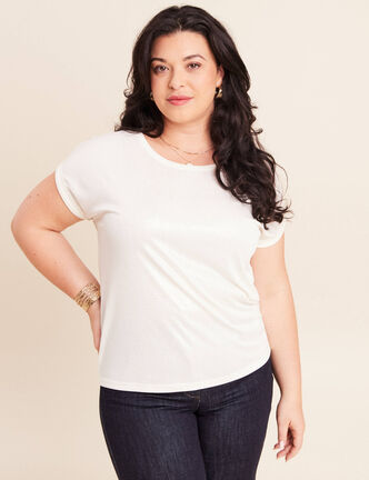 T-shirt manches courtes ecru femme