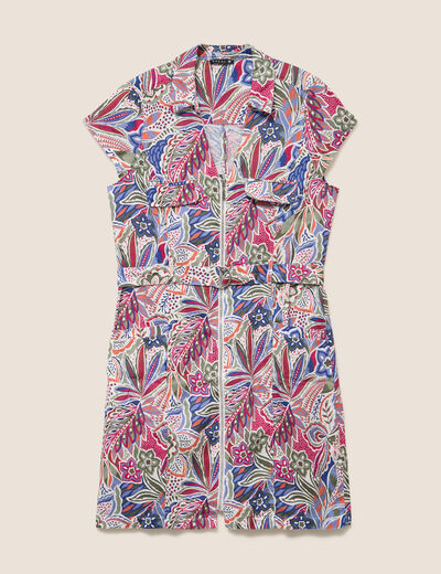 Robe droite zipp&eacute;e mauve femme