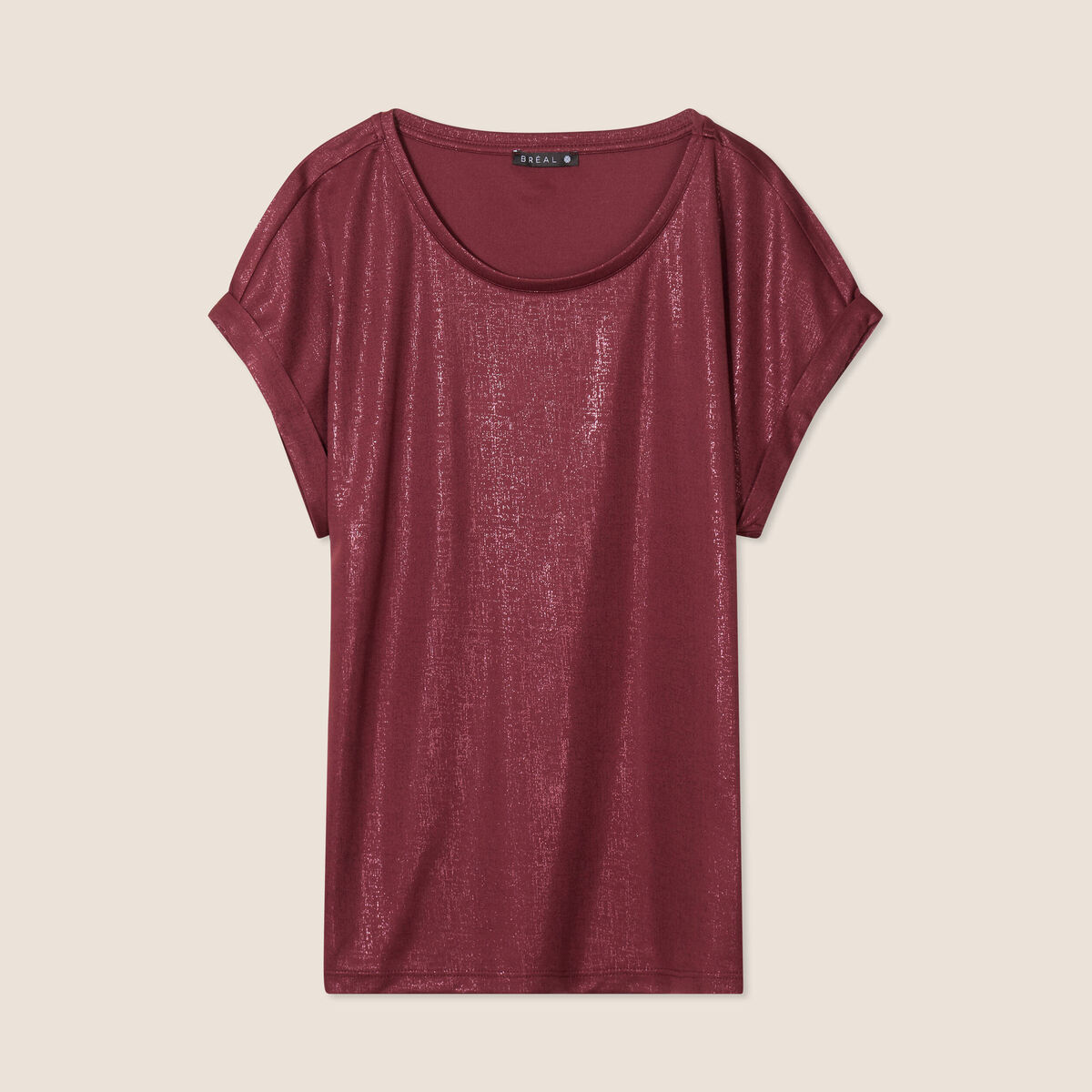 T-shirt manches courtes bordeaux femme
