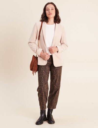 Veste tailleur velours sable femme