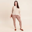 Gilet manches longues col rond brillant couleur or femme