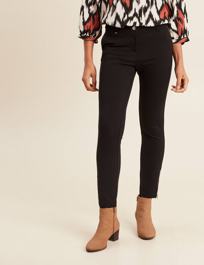 Pantalon ajusté détails zippés noir femme