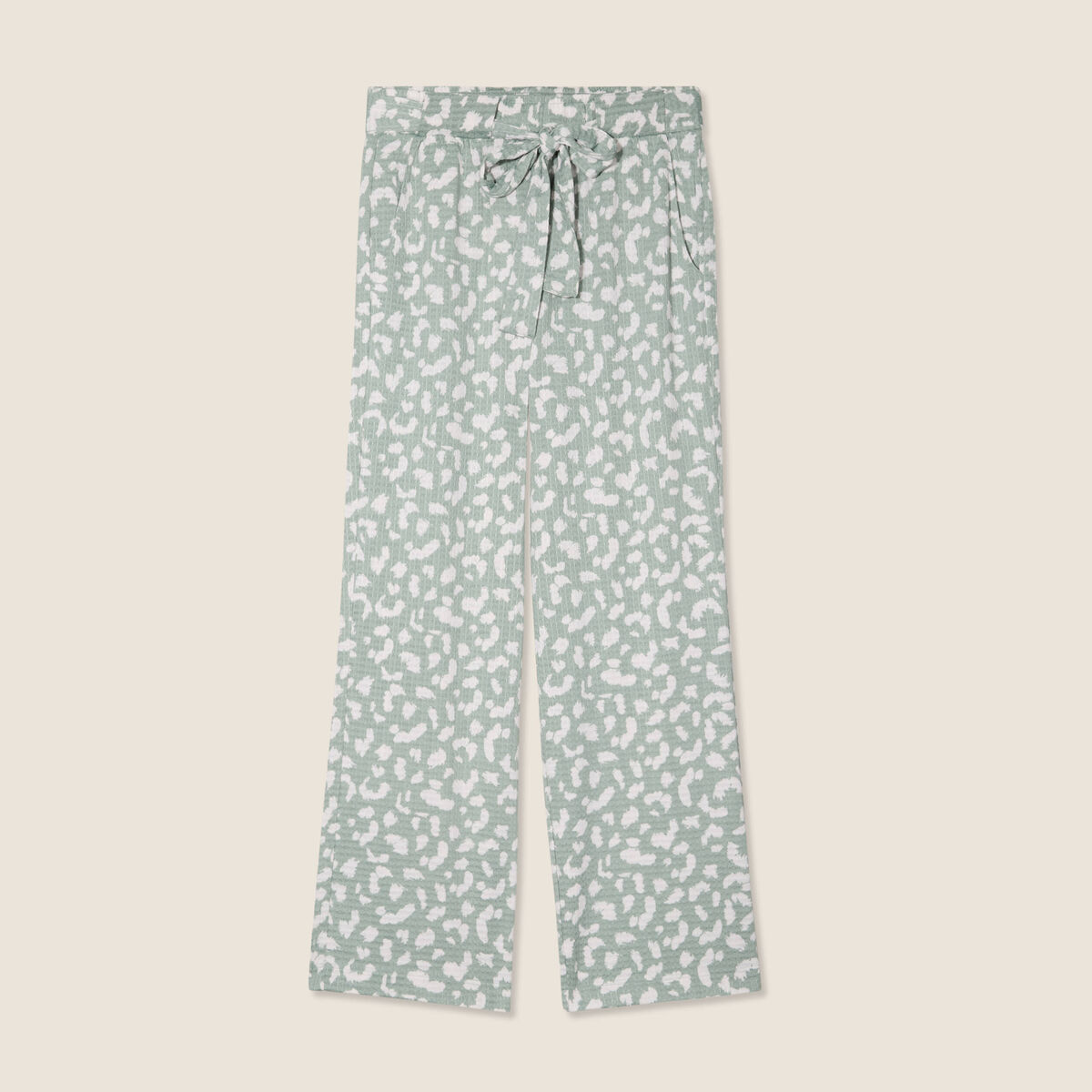 Pantalon ample taille haute taupe femme