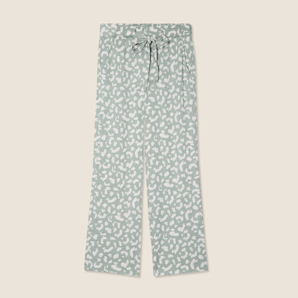 Pantalon ample taille haute taupe femme