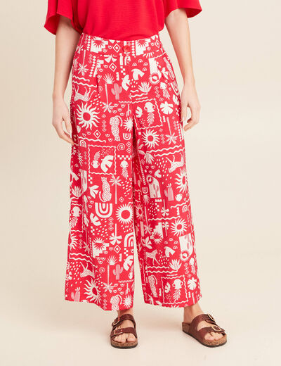 Pantalon fluide7/8ème rouge femme