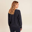 Pull manches longues bleu fonc&eacute; femme