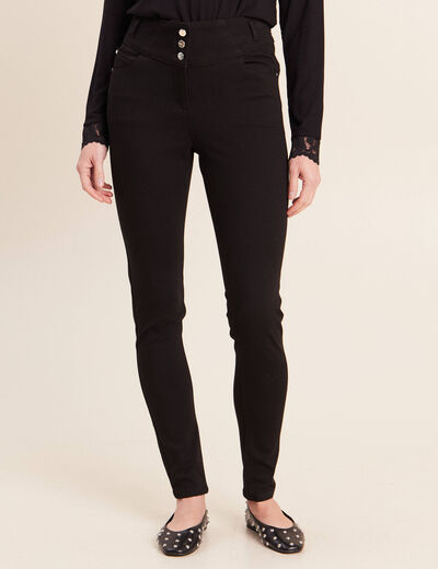 Jean ajust&eacute; taille haute stretch noir femme