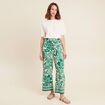 Pantalon large taille haute ecru femme
