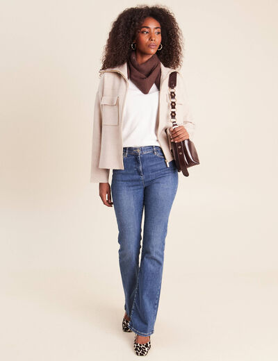 Cardigan col camionneur beige femme