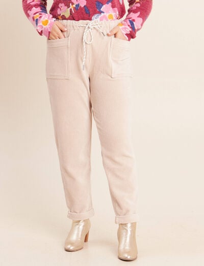 Pantalon coupe mom en velours sable femme