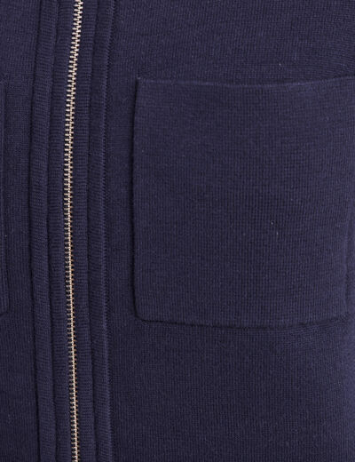 Gilet r&eacute;versible manches longues bleu femme