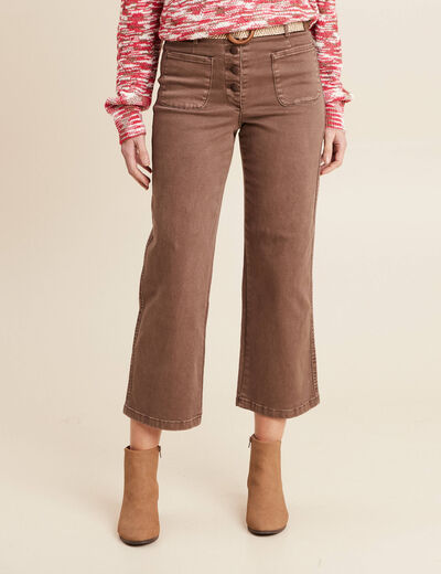 Pantalon large ceinturé 7/8ème bordeaux femme