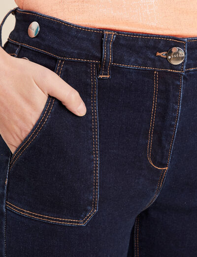 Jean ajusté boutons denim brut femme