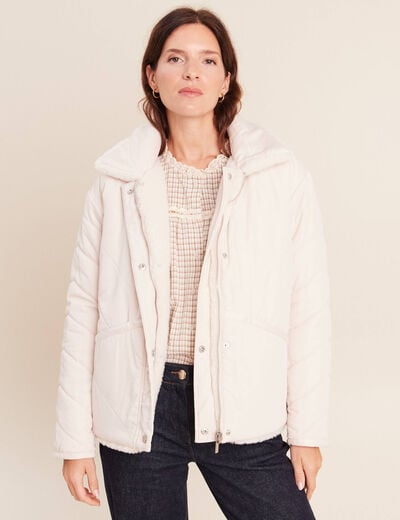 Doudoune r&eacute;versible aspect polaire ivoire femme