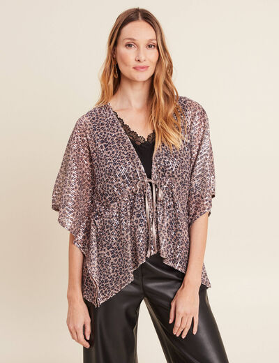 Kimono &agrave; sequins couleur cuivre femme