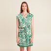 Robe droite courte col V manches courtes ecru femme