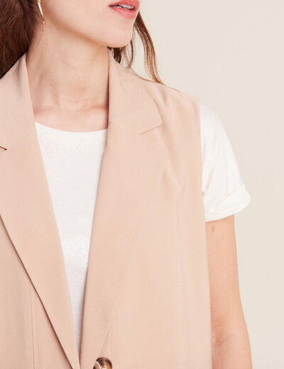 Veste tailleur sans manches beige femme