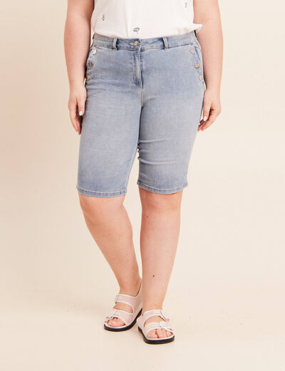 Bermuda ajust&eacute; denim double stone femme