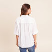 Chemise ample manches 3/4 col chemise blanc femme