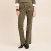 Pantalon bootcut taille haute velours vert kaki femme