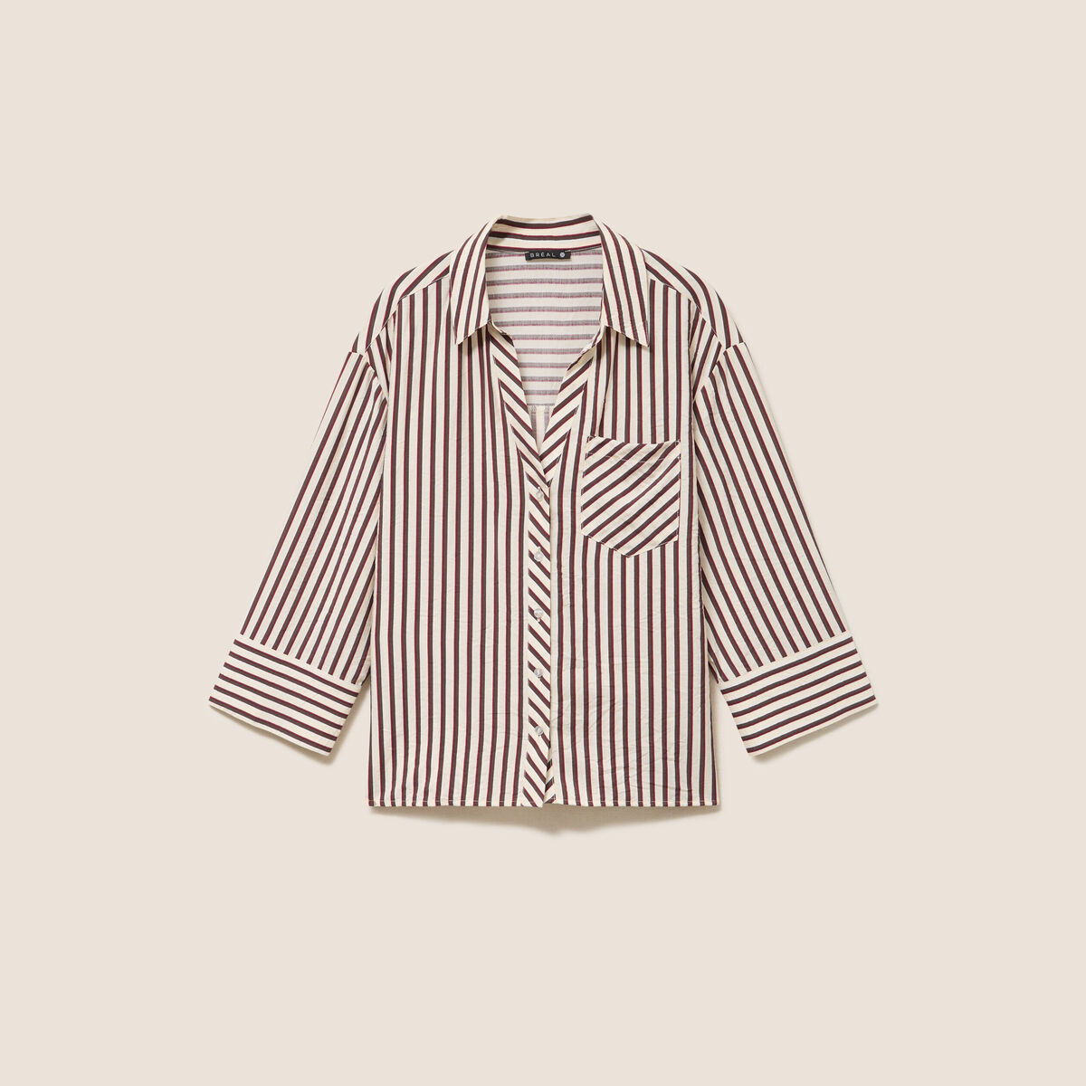 Chemise ample manches 3/4 marron femme