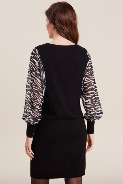 Robe pull moulante noir femme