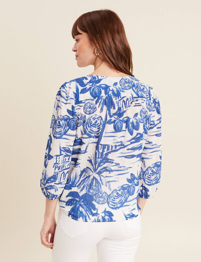 Blouse manches 3/4 blanc femme