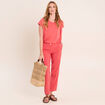 Pantalon chino large 7/8&egrave;me rouge femme