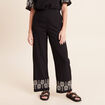 Pantalon large 7/8&egrave;me taille haute noir femme
