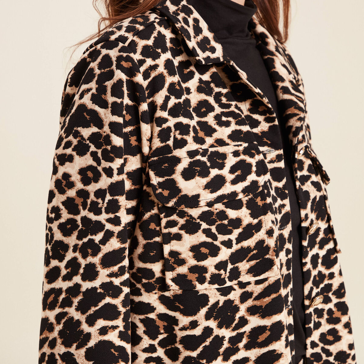 Veste droite boutonnée creme femme
