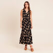 Robe longue &eacute;vas&eacute;e col v sans manches noir femme