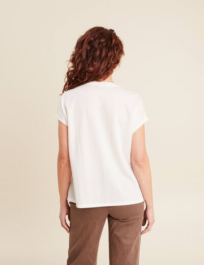 T-shirt manches courtes ecru femme