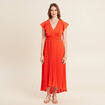 Robe longue &eacute;vas&eacute;e &agrave; volants orange fonc&eacute; femme