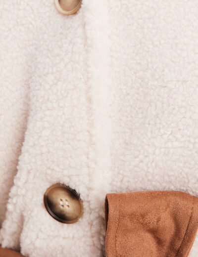 Poncho boutonn&eacute; ceintur&eacute; ecru femme