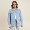 Surchemise manches longues denim double stone femme