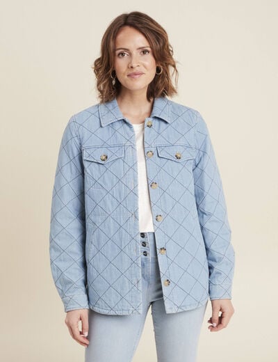 Surchemise manches longues denim double stone femme