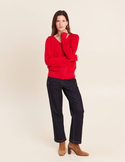 Pull manches longues rouge femme