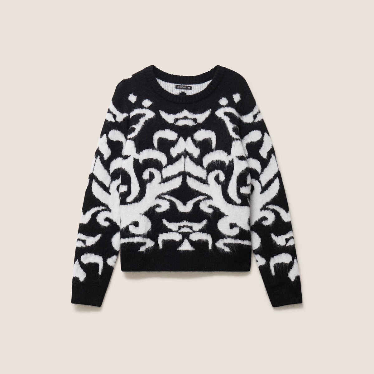 Pull col rond noir femme