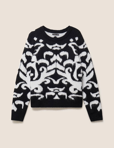 Pull col rond noir femme