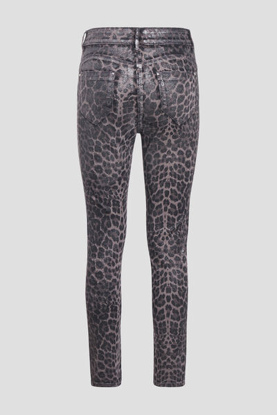 Pantalon ajusté taille haute gris foncé femme